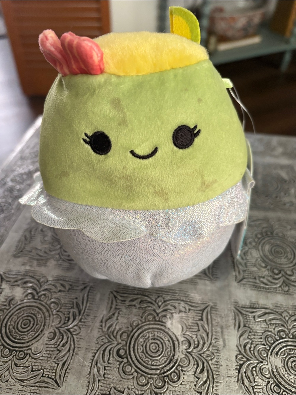 Squishmallows Lime Green Avocado Plush with Silver Shimmer
